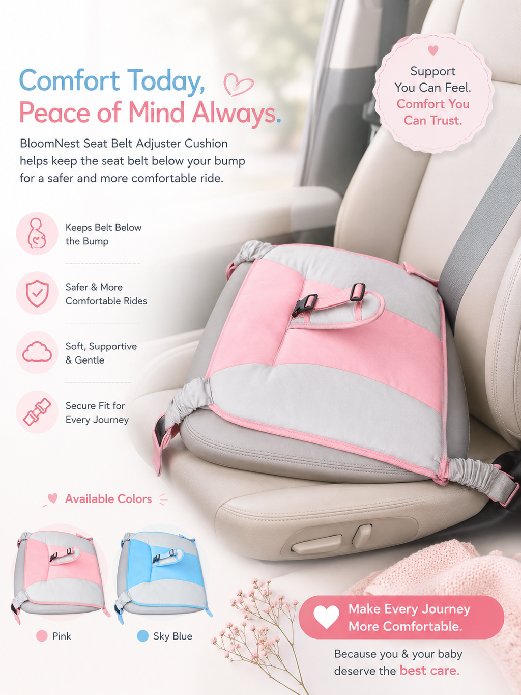 Bloomnest Car Seat Belt Cover